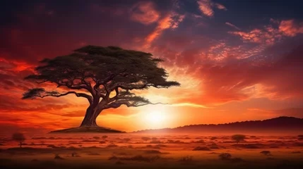 Foto op Canvas tree on sunset © faiz