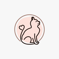 Cat logo design vector illustration with creative element concept