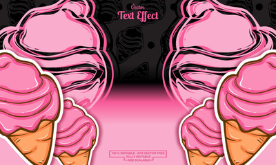 seamless cute pink ice cream hand drawn pattern background