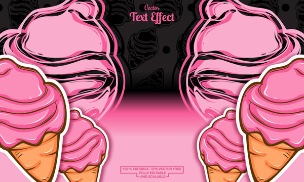 seamless cute pink ice cream hand drawn pattern background