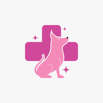 Pet clinic logo design with dog cat icon logo and creative element concept