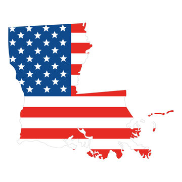 Map of Louisiana with USA flag. USA map