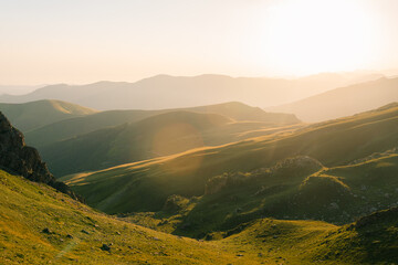 Amazing sunrise on the mountains Pyrenees