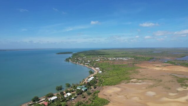 Aerial footage of Saibai Island Queensland Australia