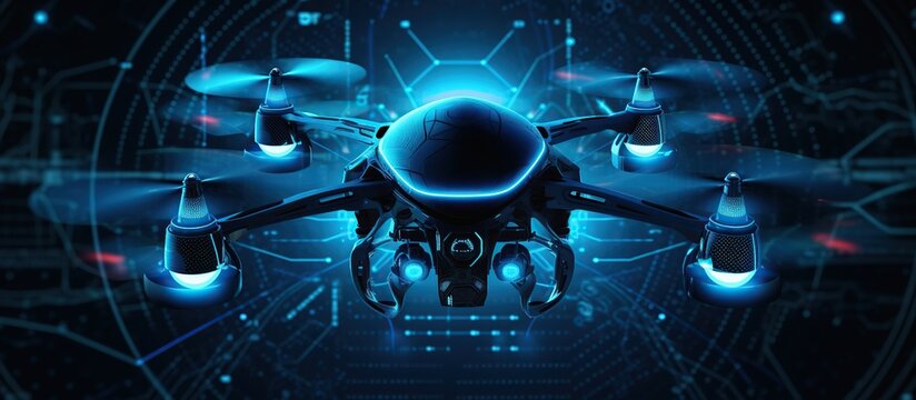 drone abstract dots and lines technologically advanced enemy reconnaissance blue background