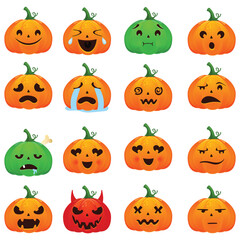 halloween pumpkins set