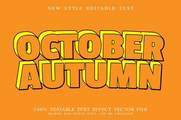 october autumn editable text effect emboss cartoon style
