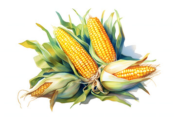 Corn Watercolor Art Style