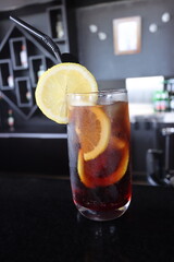 sour and sweet cold ice lemon tea beverage