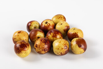 Fresh ripe Jujube Fruits isolated 
 on white background.