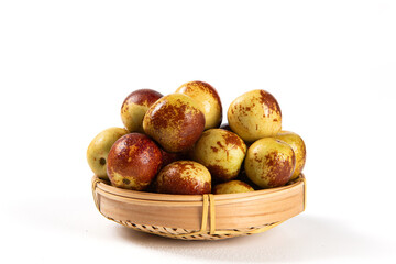 Fresh ripe Jujube Fruits isolated 
 on white background.