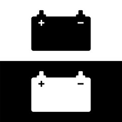 black and white car battery icon