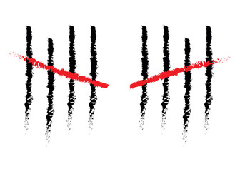 Charcoal Feather tally marks four sticks crossed vector illustration.