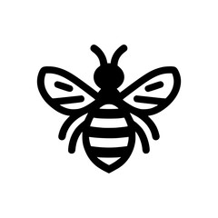Professional black and white bee logo, suitable for a variety of industries. Minimalistic aesthetic, isolated on a white background. Silhouette icon of a wasp. simple logo of a honeybee.