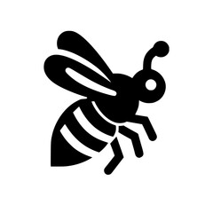 Professional black and white bee logo, suitable for a variety of industries. Minimalistic aesthetic, isolated on a white background. Silhouette icon of a wasp. simple logo of a honeybee.