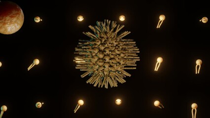 lipid bilayer forming liposome as drug delivery system in 3d rendering in the black background