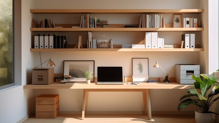 study room with the shelves on the wall