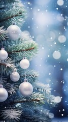 Fototapeta na wymiar Christmas balls decorated pine tree.