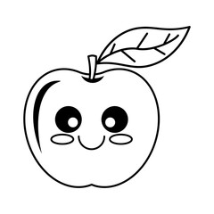 This is a black-and-white version of the cute apple. This picture is suitable for children to learn to color and learn the names of fruits