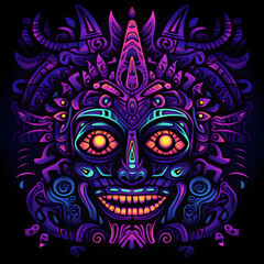 Fototapeta premium Black light tribal art isolated on black