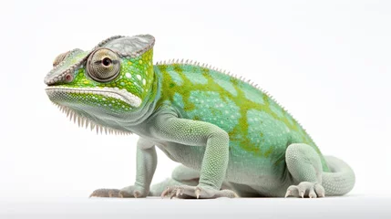 Gordijnen A chameleon on a white background © danter