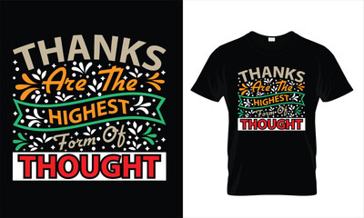 thanks are the highest form of thought 5Typography T shrit Design Template.