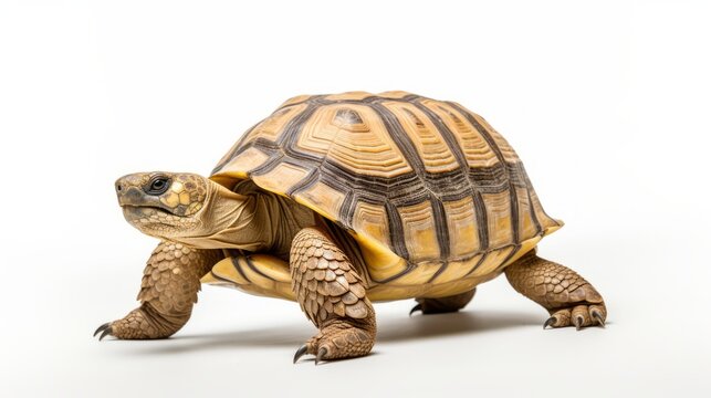 A tortoise on a white background
