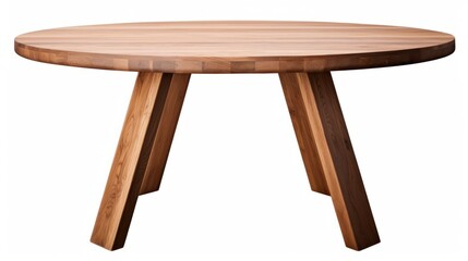 Wooden Dining Table on White Background