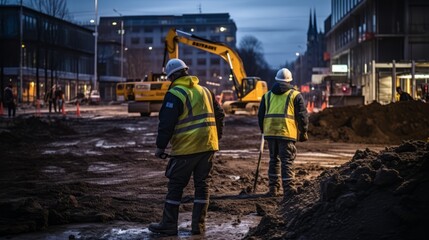 Twilight Construction: A Glimpse of the Evening Hustle at the Site