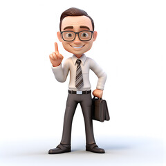 Cartoon 3d of business man isolated on white