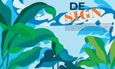 Tropical, vector, tropical background design with abstract, colorful and text dummy. Perfect for creative design background, banner, flayer, graphic design, etc.
