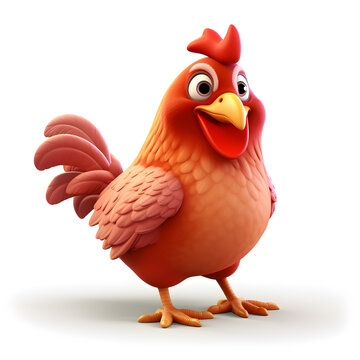 Cartoon 3d of chicken isolated on white