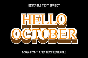 hello october editable text effect emboss modern style - obrazy, fototapety, plakaty