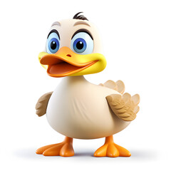 Cartoon 3d of duck isolated on white