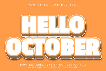 hello october editable text effect emboss modern style