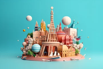 Poster World Tourism Day generates travel 3D illustrations © syedlalshah