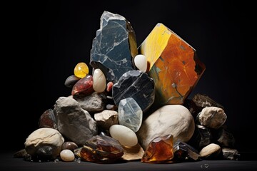 Abstract composition using stones and minerals