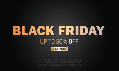 black friday sale golden text effect art vector design with black bg.