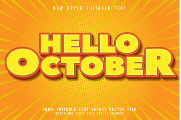 hello october editable text effect emboss cartoon style