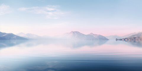 Ripples of tranquil lake with minimalistic ripples spreading across the surface. Soft, pastel colors.