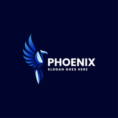 Vector Logo Illustration Phoenix Gradient Colorful Style