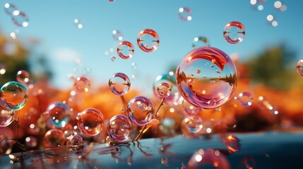 Bubbles on red background