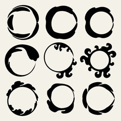 grunge textured hand drawn elements scribble circles set, vector illustration.
