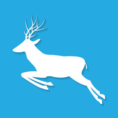 White reindeer vector with shadow gray background.Decoration of christmas day.