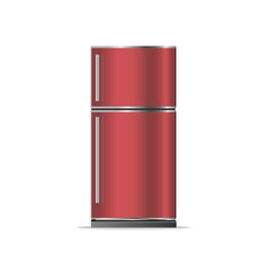 Red refrigerator isolated on white background