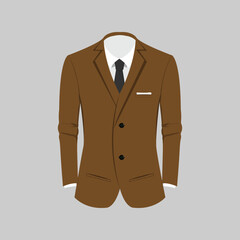 Businessman wearing a formal brown suit standing confidently in office attire