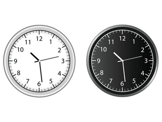 Black and white clock isolated on white background
