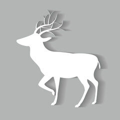 White reindeer vector with shadow gray background. Decoration of christmas day . 