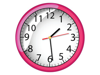 Pink wall clock isolated on white background vector