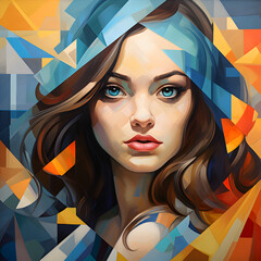 Cubism art of a beautiful girl